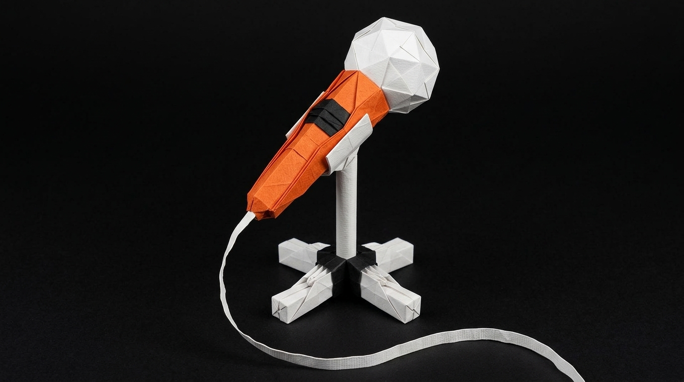 origami-microphone-on-stand-podcast