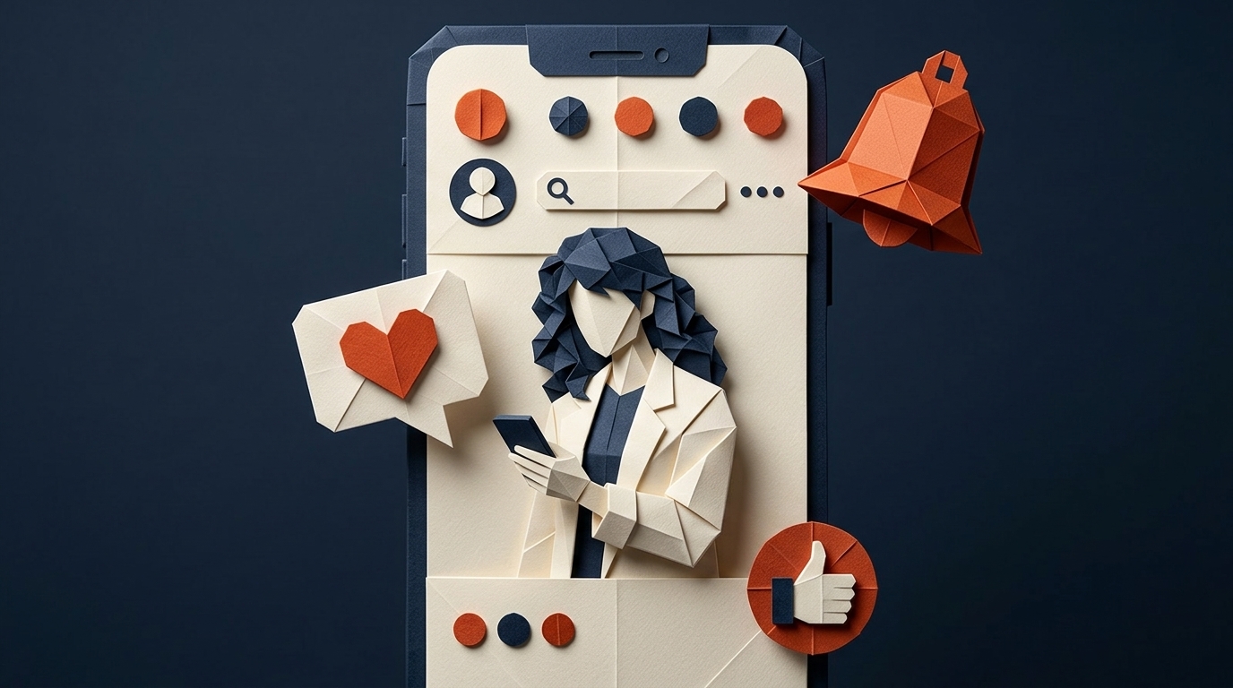 origami-woman-social-media-phone-engagement